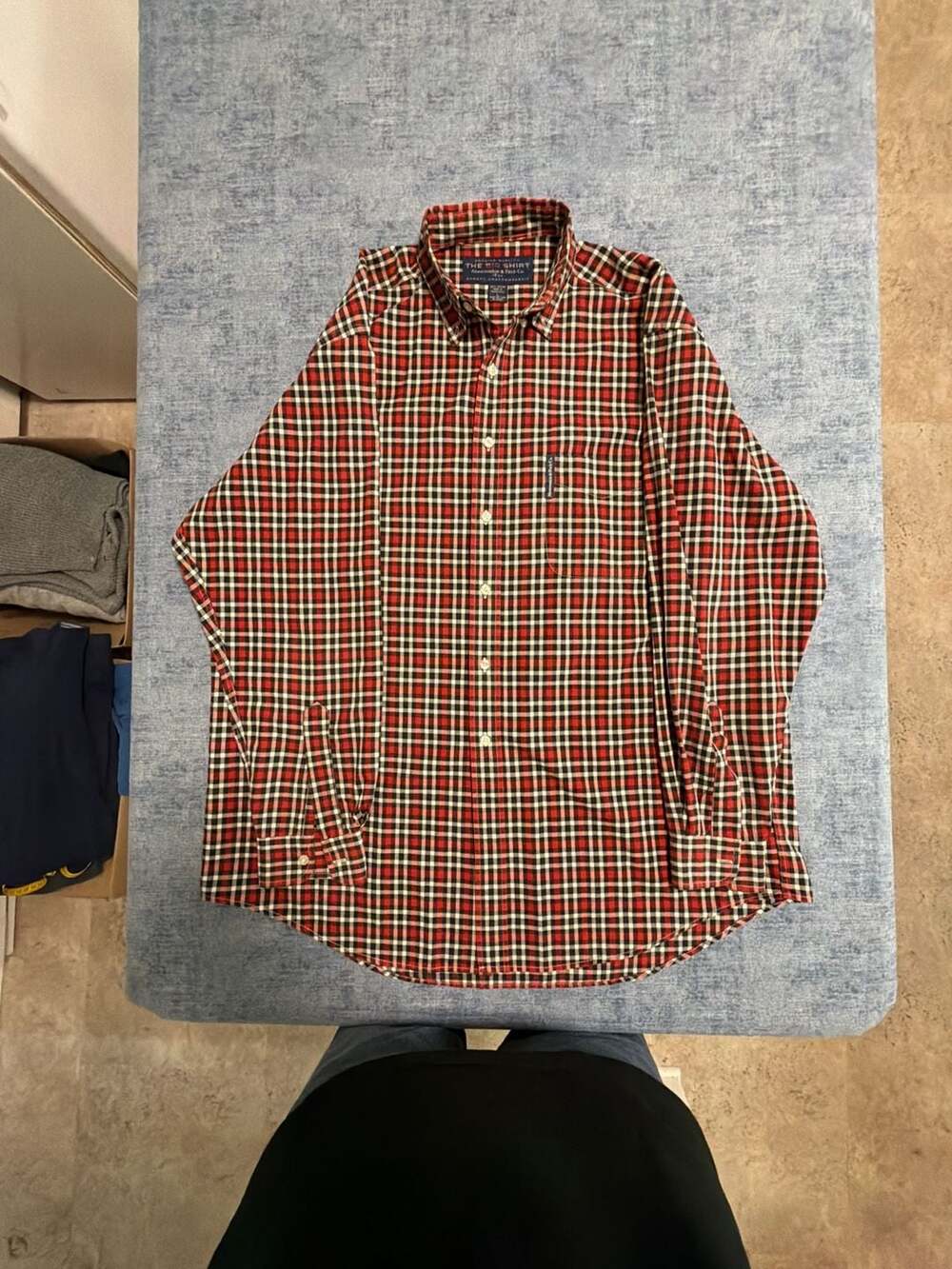 Abercrombie & Fitch The Big Shirt Size L Red Black Plaid Long Sleeve